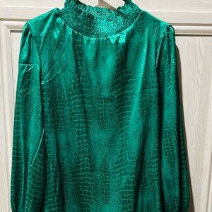 Green Alligator Print Blouse